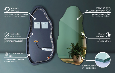 Szabálytalan alakú tükör modern LED háttérvilágítással