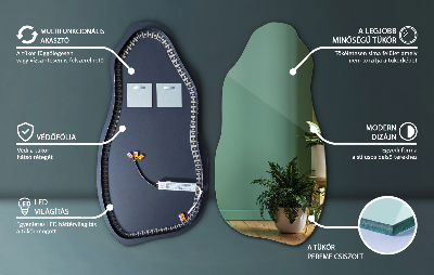 Szabálytalan alakú tükör modern LED háttérvilágítással
