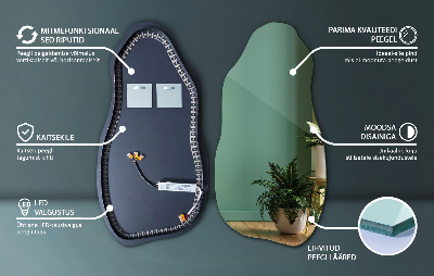 Szabálytalan alakú tükör modern LED háttérvilágítással