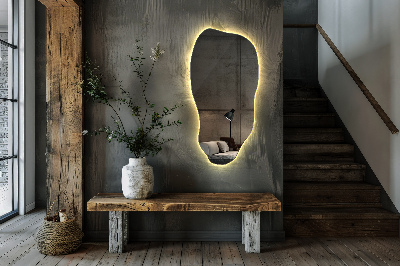Szabálytalan alakú tükör modern LED háttérvilágítással