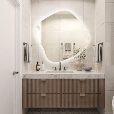 Organikus tükör led világítással modern kiegészítő