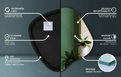 Organikus tükör led világítással modern kiegészítő