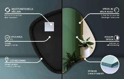 Organikus tükör led világítással modern kiegészítő