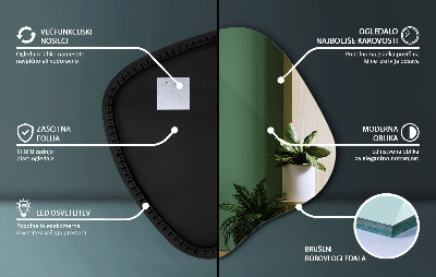 Organikus tükör led világítással modern kiegészítő