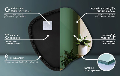 Organikus tükör led világítással modern kiegészítő