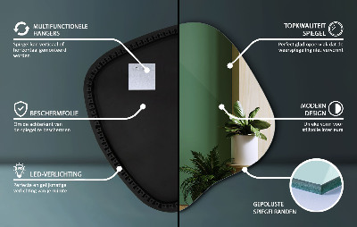Organikus tükör led világítással modern kiegészítő