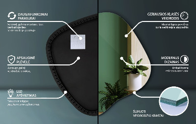 Organikus tükör led világítással modern kiegészítő