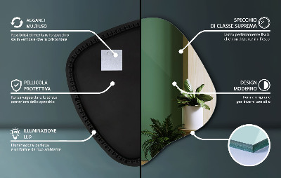 Organikus tükör led világítással modern kiegészítő