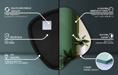 Organikus tükör led világítással modern kiegészítő