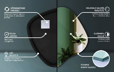 Organikus tükör led világítással modern kiegészítő