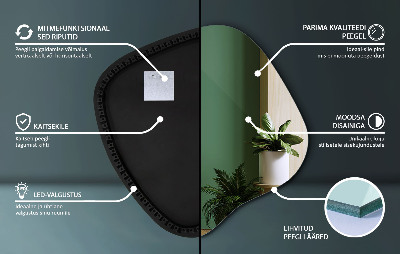 Organikus tükör led világítással modern kiegészítő