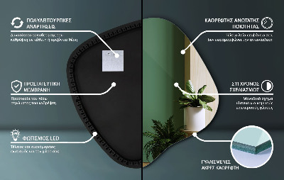 Organikus tükör led világítással modern kiegészítő