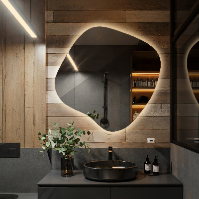 Organikus tükör led világítással modern kiegészítő