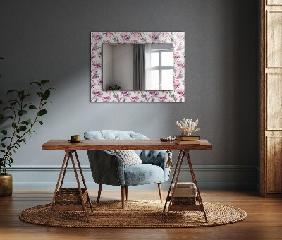 Design fali tükör Lila virágmotívumok