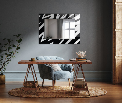 Design fali tükör Geometrikus motívumok fehér és fekete színben