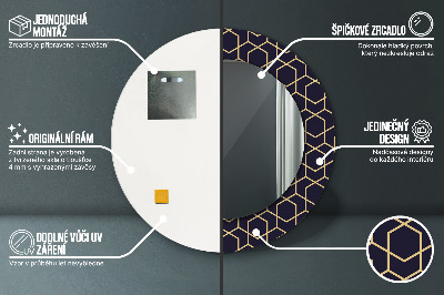 Kerek tükör díszítéssel Absztrakt geometriai