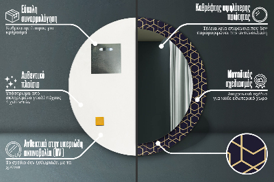 Kerek tükör díszítéssel Absztrakt geometriai