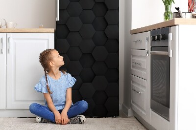 Hűtőszekrény matrica Fekete hatszögletű mintázat