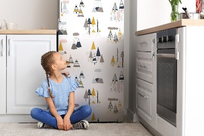 Hűtőszekrény mágneses matrica Nyújtott fák