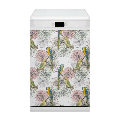 Dekoratív mosogatógép mágnes Papagáj és virágok
