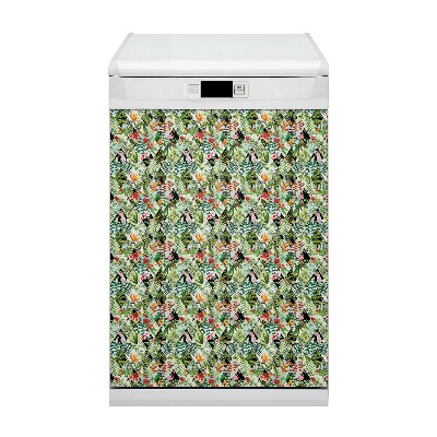 Dekoratív mosogatógép mágnes Virágok és madarak