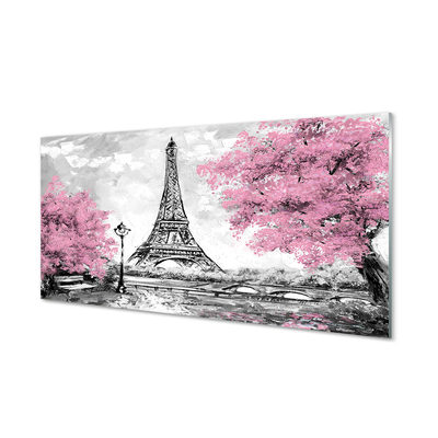 Akrilkép Paris tavaszi fák