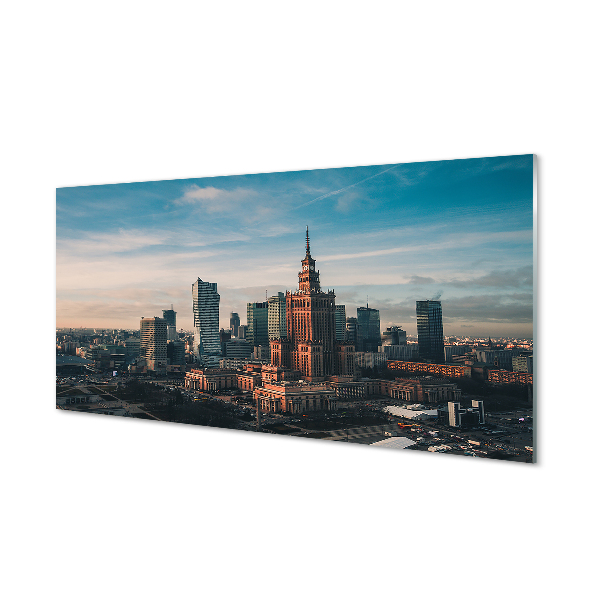 Akrilkép Varsó panoráma felhőkarcolók napkelte