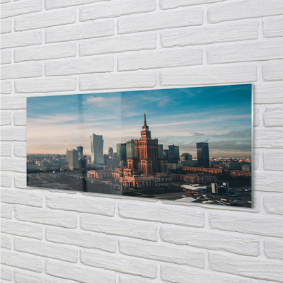 Akrilkép Varsó panoráma felhőkarcolók napkelte