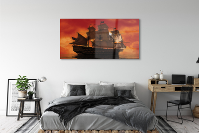 Akrilkép A hajó tenger narancs ég