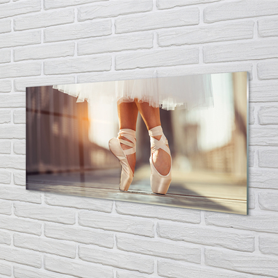 Akrilkép Fehér balettcipő nő ​​lábát