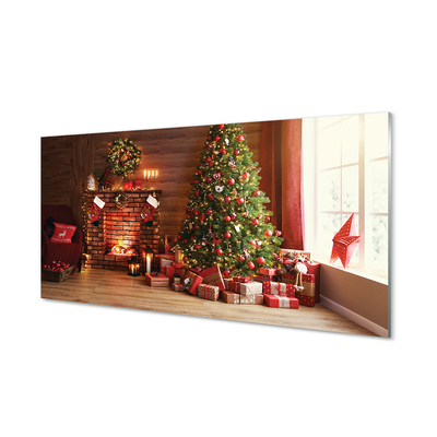 Akrilkép Kandalló ajándékok karácsonyfa fényei