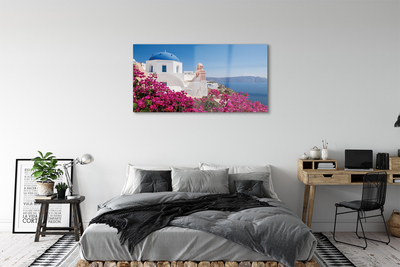 Akrilkép Görögország Virág tenger épületek