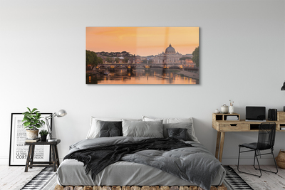 Akrilkép Róma Sunset folyami hidak épületek