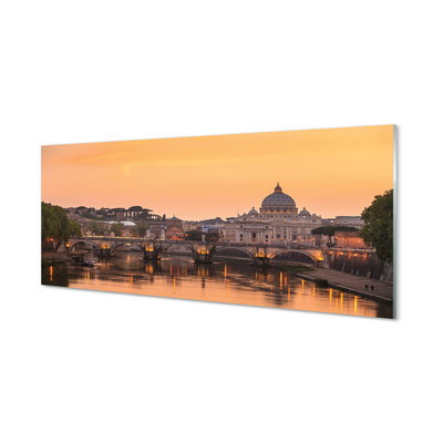Akrilkép Róma Sunset folyami hidak épületek