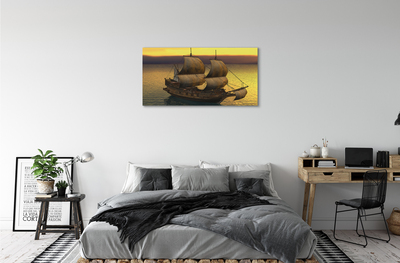 Canvas képek Sárga ég hajó tengeren