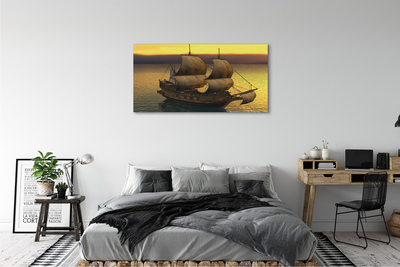 Canvas képek Sárga ég hajó tengeren