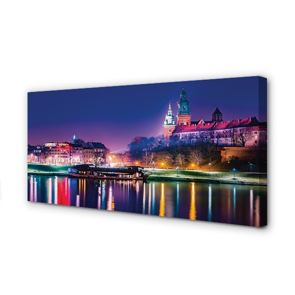 Canvas képek Krakow City éjszaka folyó