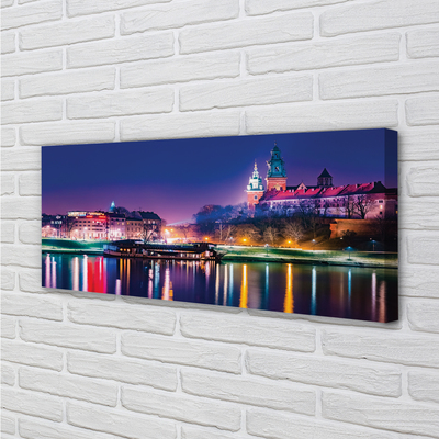 Canvas képek Krakow City éjszaka folyó