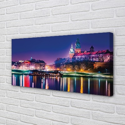 Canvas képek Krakow City éjszaka folyó