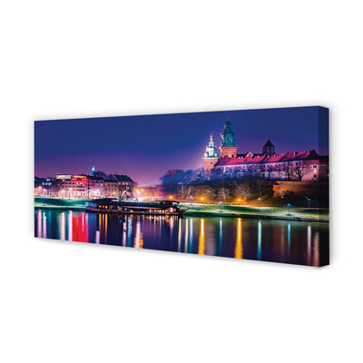 Canvas képek Krakow City éjszaka folyó