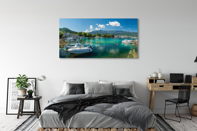 Canvas képek Görögország Marina tenger hegyek