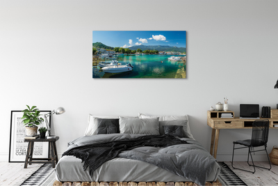 Canvas képek Görögország Marina tenger hegyek