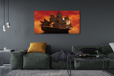 Canvas képek A hajó tenger narancs ég