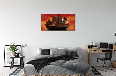 Canvas képek A hajó tenger narancs ég