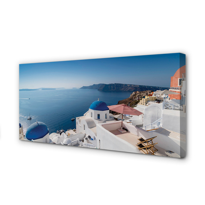 Canvas képek Görögország tengeri panoráma épületek