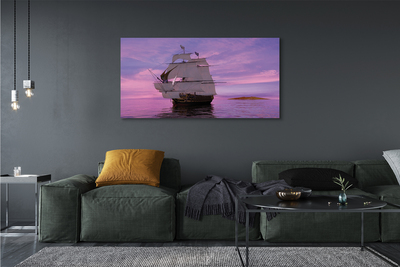 Canvas képek Lila ég hajó tengeren