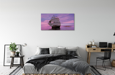 Canvas képek Lila ég hajó tengeren