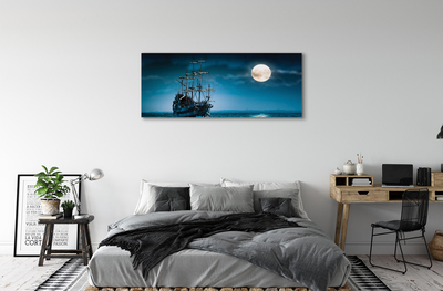 Canvas képek Sea város hold hajó