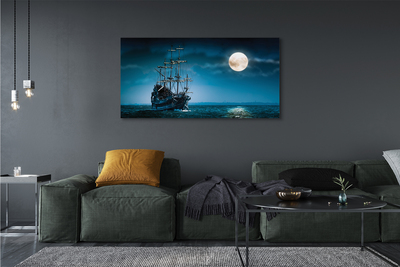 Canvas képek Sea város hold hajó