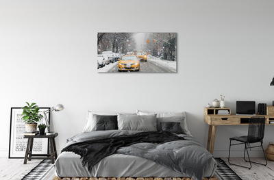 Canvas képek Téli hó town car